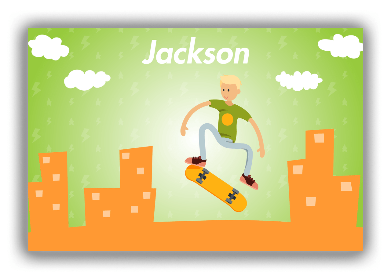 Personalized Skateboarding Canvas Wrap & Photo Print II - Blond Boy - Front View