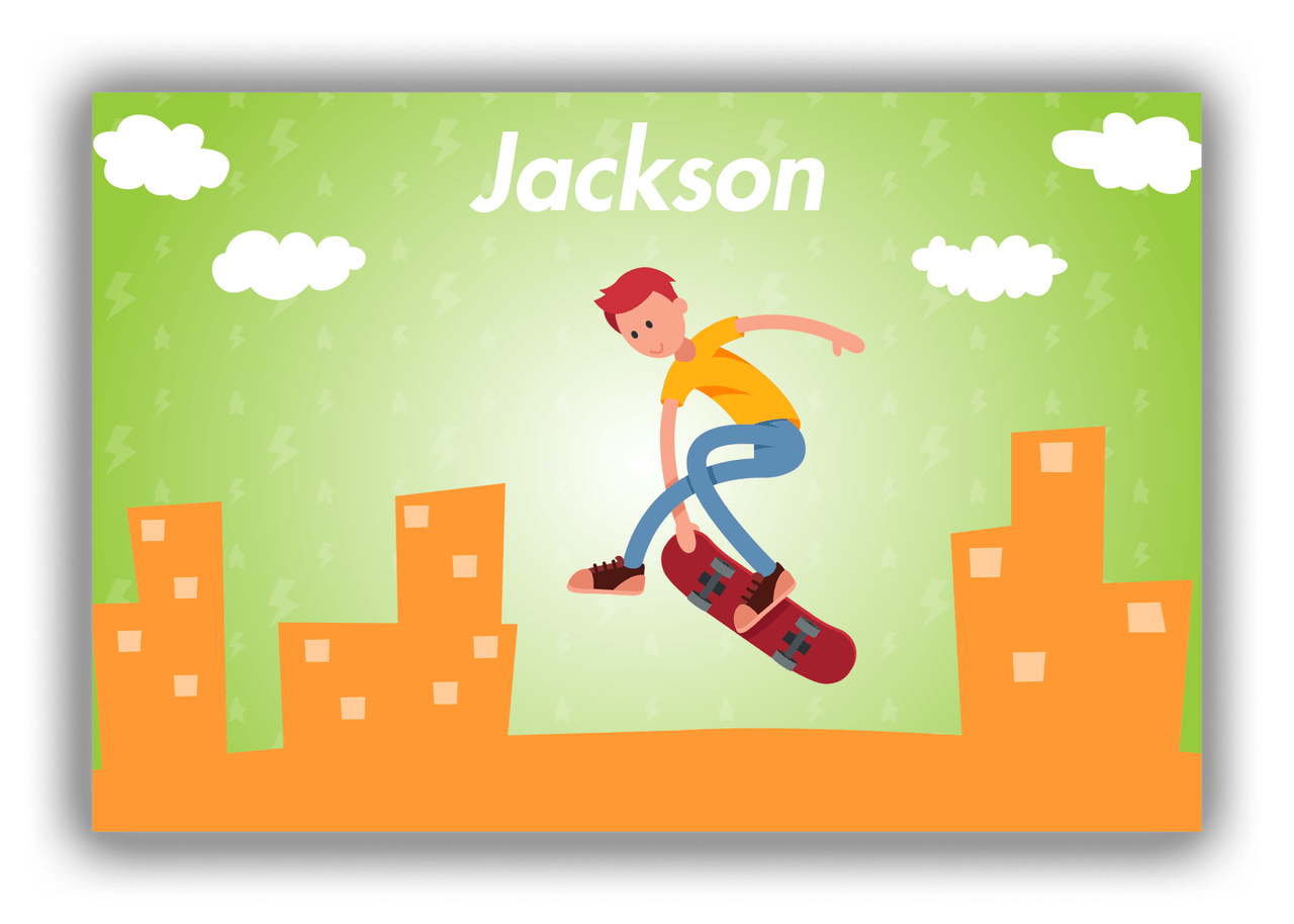 Personalized Skateboarding Canvas Wrap & Photo Print II - Redhead Boy - Front View