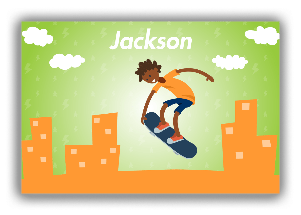 Personalized Skateboarding Canvas Wrap & Photo Print II - Black Boy I - Front View