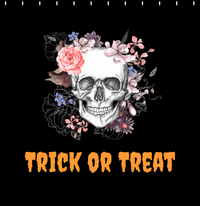 Thumbnail for Personalized Skull and Flowers Shower Curtain - Black Background - Text Below Skull - Decorate View