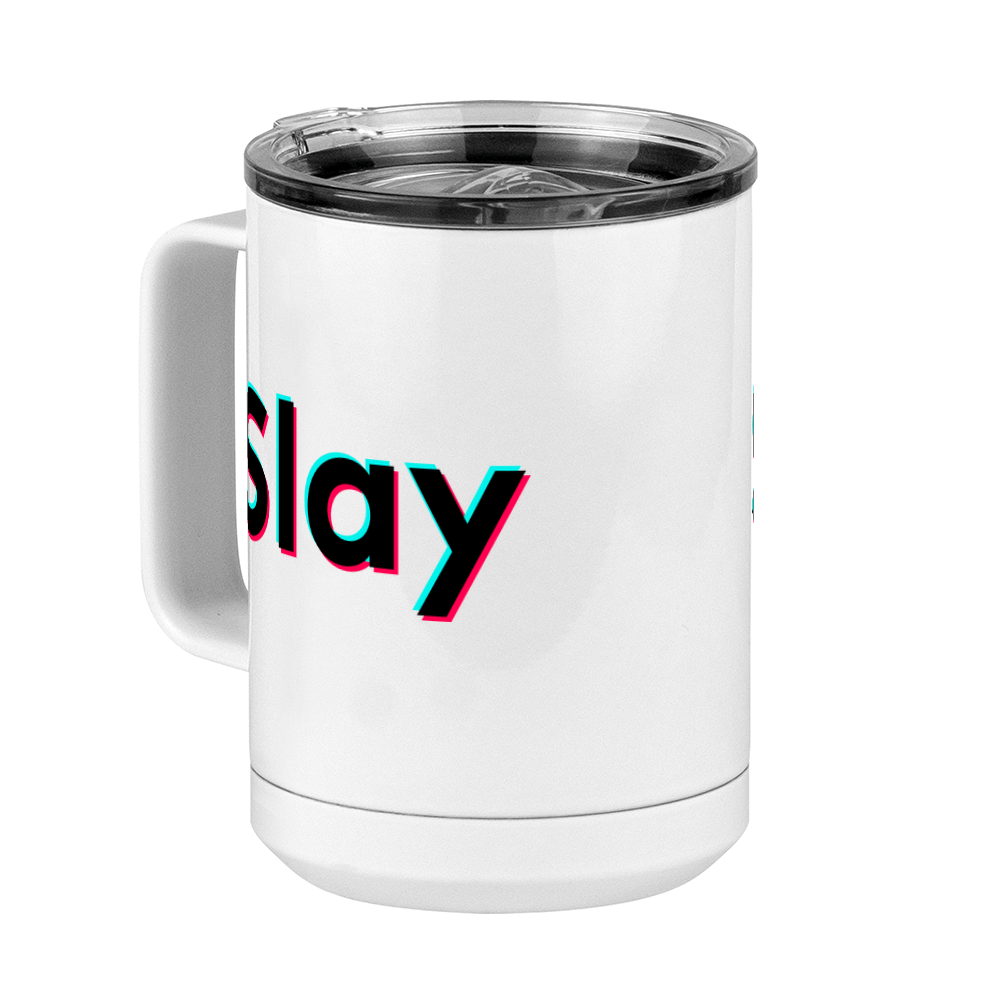 Slay Coffee Mug Tumbler with Handle (15 oz) - TikTok Trends - Front Left View