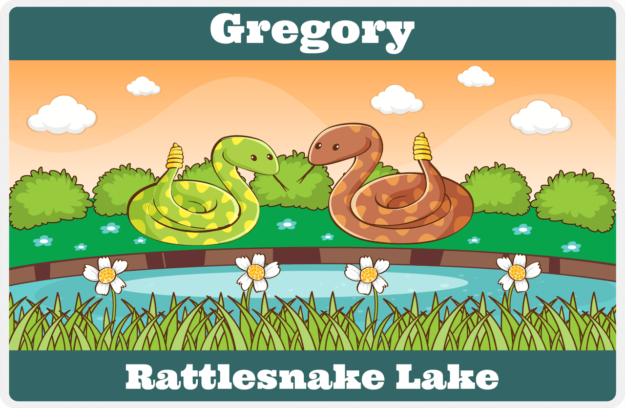 Personalized Snakes Placemat II - Rattlesnake Lake - Orange Background -  View