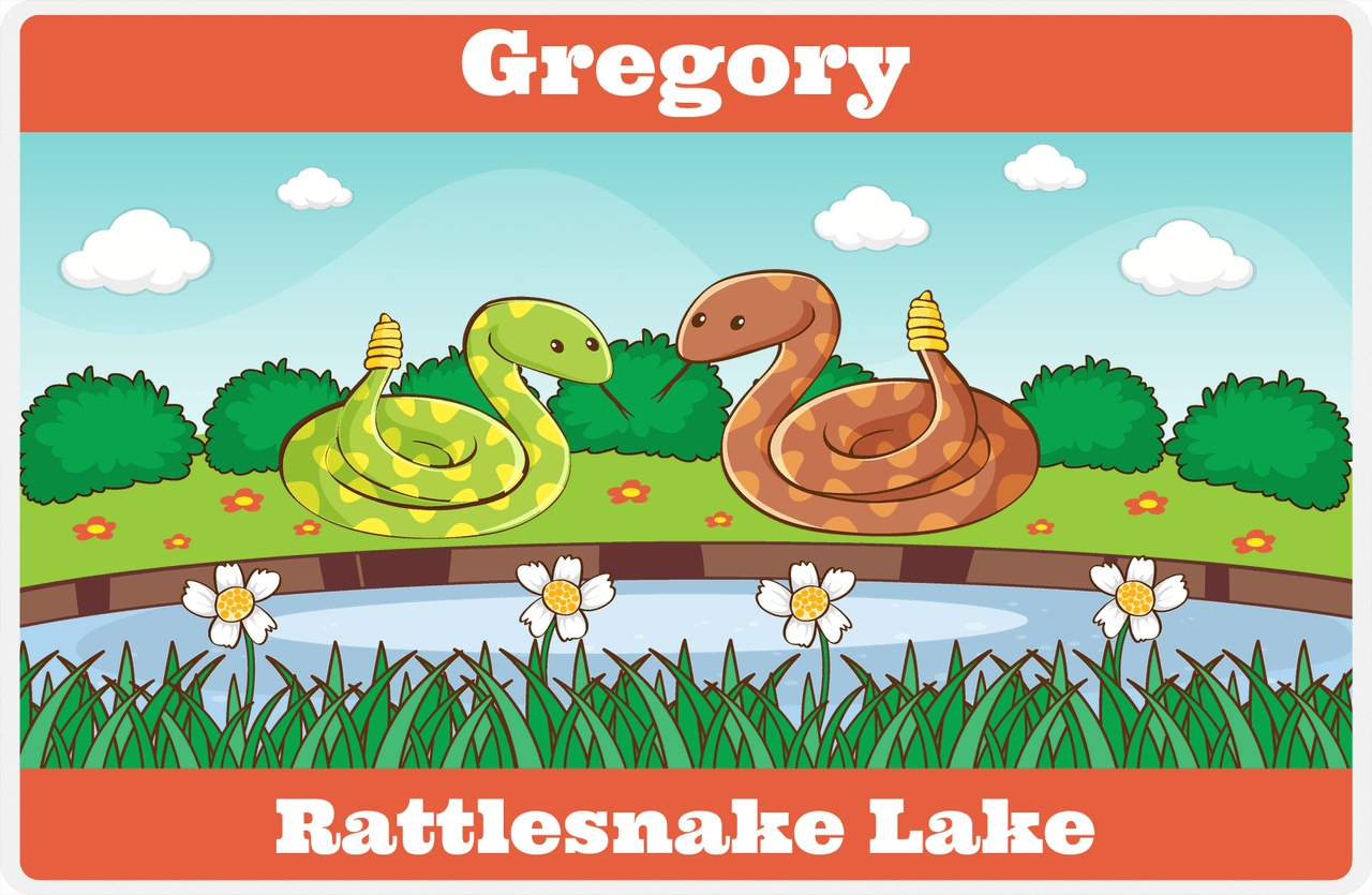 Personalized Snakes Placemat II - Rattlesnake Lake - Teal Background -  View