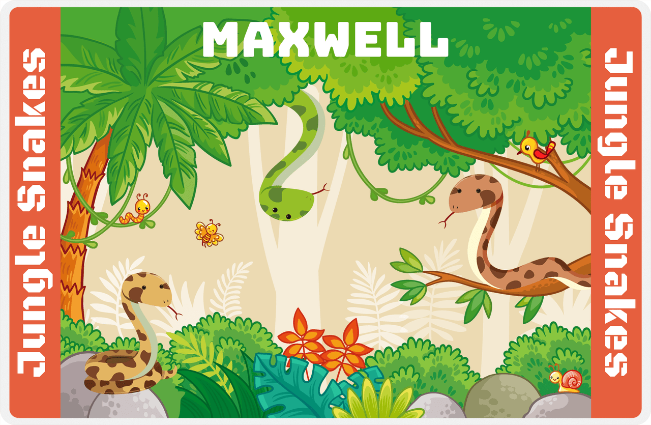 Personalized Snakes Placemat III - Jungle Snakes - Tan Background -  View