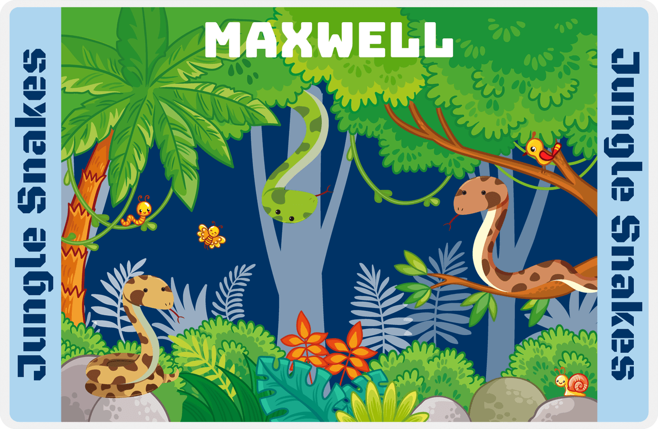 Personalized Snakes Placemat III - Jungle Snakes - Blue Background -  View