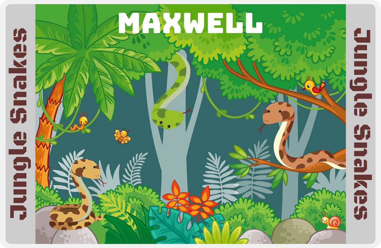 Personalized Snakes Placemat III - Jungle Snakes - Teal Background -  View