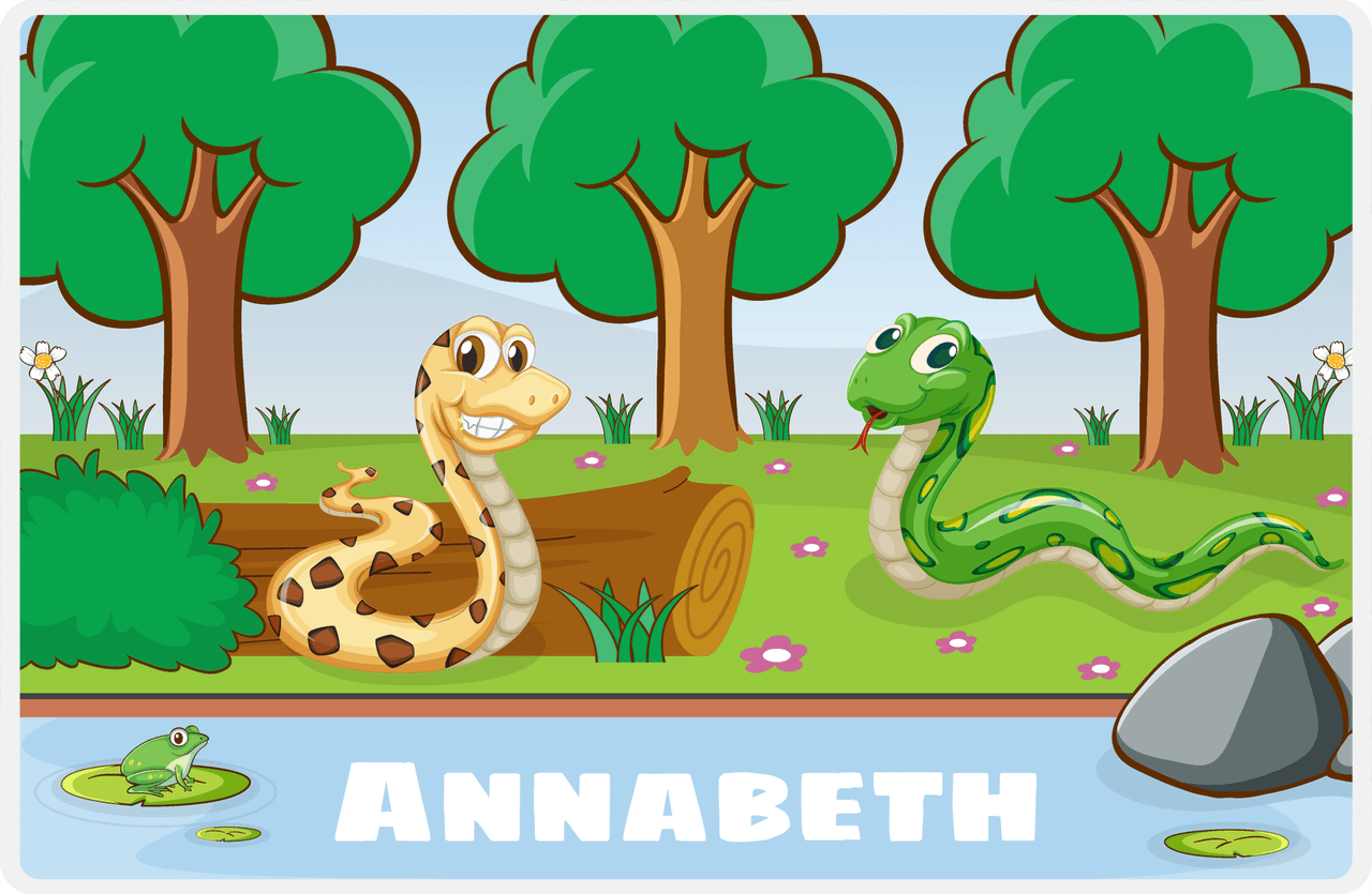 Personalized Snakes Placemat V - Meadow Buddies - Blue Background -  View
