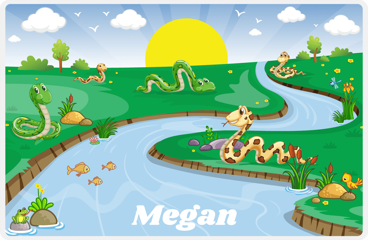 Personalized Snakes Placemat VI - Snake River - Blue Background -  View