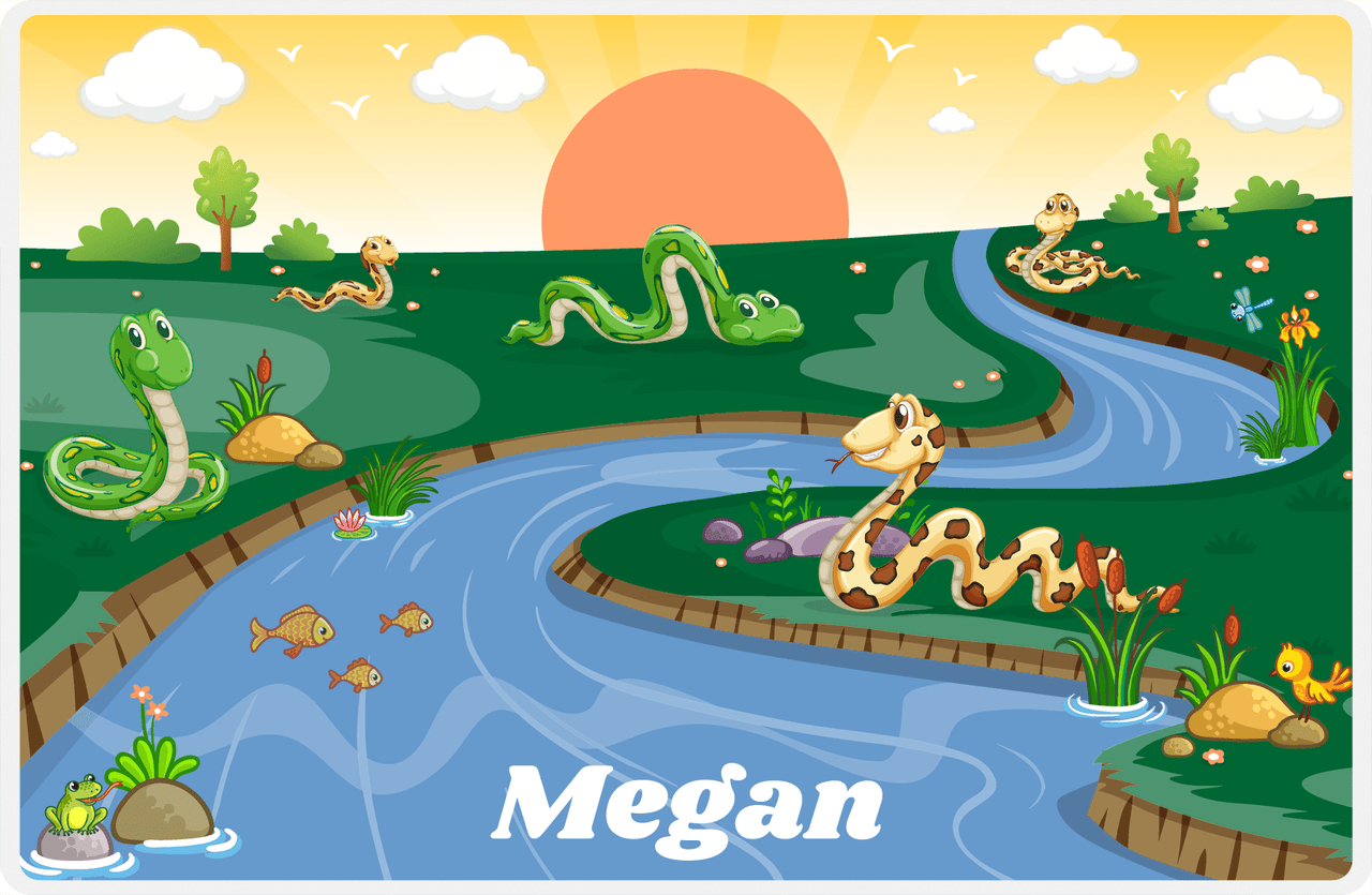 Personalized Snakes Placemat VI - Snake River - Yellow Background -  View