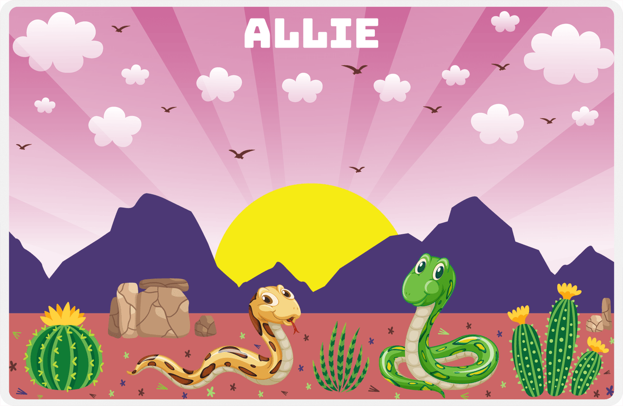 Personalized Snakes Placemat X - Desert Friends - Pink Background -  View