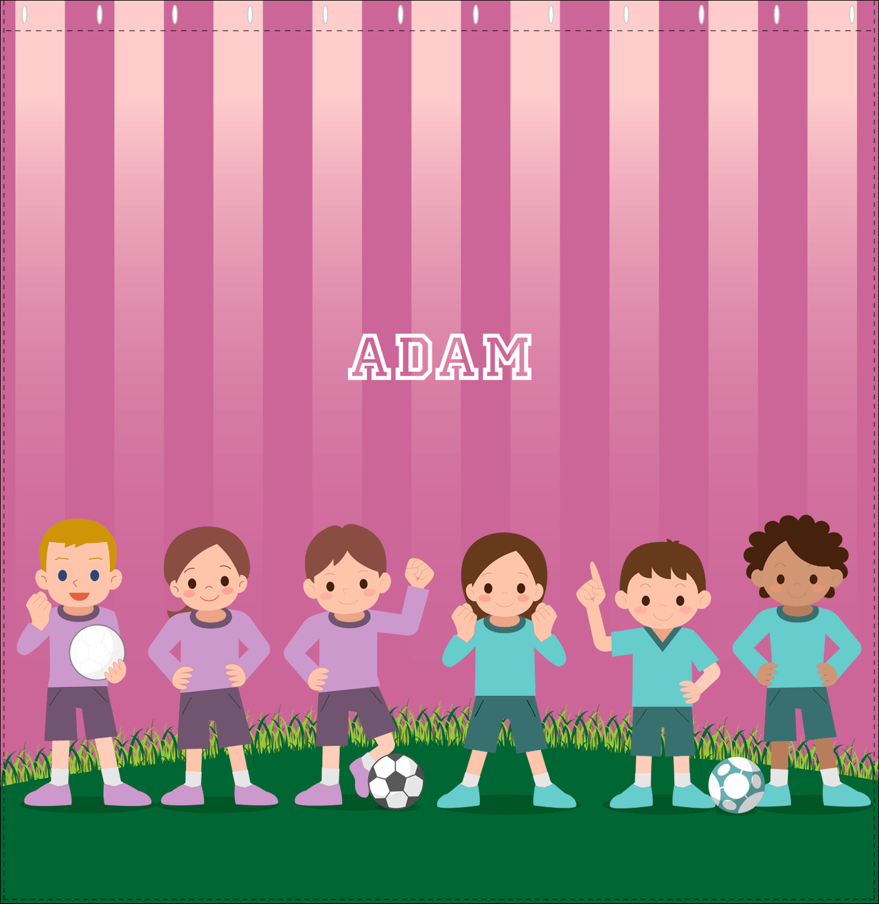 Personalized Soccer Shower Curtain I - Pink Background - Decorate View