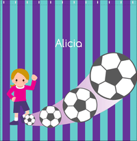 Thumbnail for Personalized Soccer Shower Curtain II - Purple Background - Blonde Girl - Decorate View