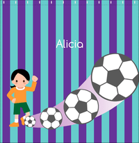Thumbnail for Personalized Soccer Shower Curtain II - Purple Background - Black Hair Girl I - Decorate View