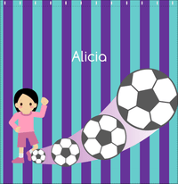 Thumbnail for Personalized Soccer Shower Curtain II - Purple Background - Black Hair Girl II - Decorate View