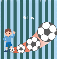 Thumbnail for Personalized Soccer Shower Curtain III - Teal Background - Brown Hair Boy - Decorate View