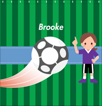 Thumbnail for Personalized Soccer Shower Curtain IV - Green Background - Brunette Girl - Decorate View