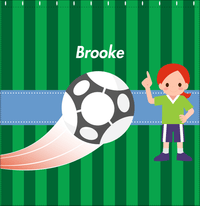 Thumbnail for Personalized Soccer Shower Curtain IV - Green Background - Black Hair Girl I - Decorate View