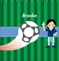Thumbnail for Personalized Soccer Shower Curtain IV - Green Background - Black Hair Girl II - Decorate View