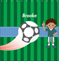 Thumbnail for Personalized Soccer Shower Curtain IV - Green Background - Black Girl - Decorate View
