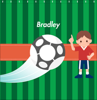 Thumbnail for Personalized Soccer Shower Curtain V - Green Background - Brown Hair Boy - Decorate View