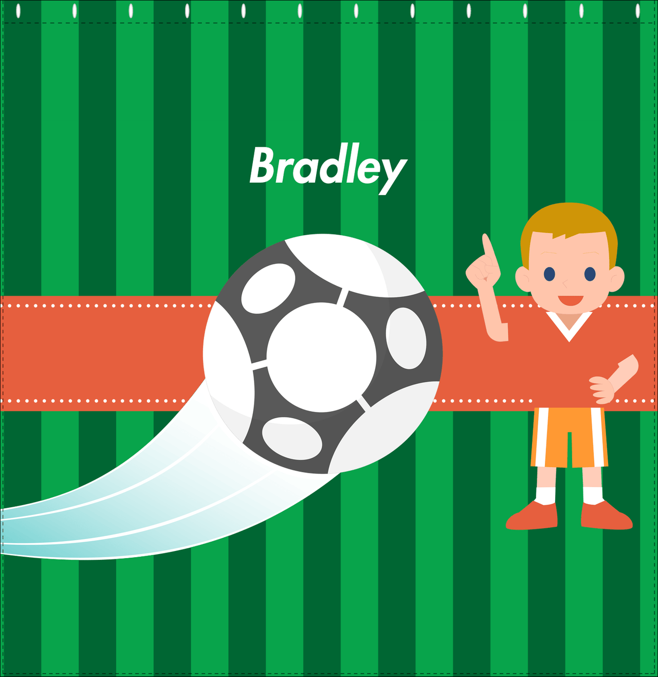 Personalized Soccer Shower Curtain V - Green Background - Blond Boy - Decorate View