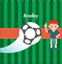 Thumbnail for Personalized Soccer Shower Curtain V - Green Background - Redhead Boy - Decorate View