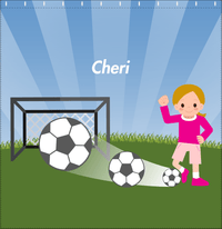 Thumbnail for Personalized Soccer Shower Curtain VII - Blue Sky - Blonde Girl - Decorate View