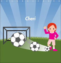 Thumbnail for Personalized Soccer Shower Curtain VII - Blue Sky - Redhead Girl - Decorate View