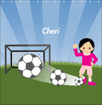 Thumbnail for Personalized Soccer Shower Curtain VII - Blue Sky - Black Hair Girl II - Decorate View