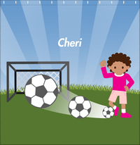 Thumbnail for Personalized Soccer Shower Curtain VII - Blue Sky - Black Girl - Decorate View
