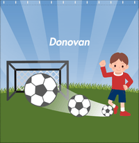 Thumbnail for Personalized Soccer Shower Curtain VIII - Blue Sky - Brown Hair Boy - Decorate View