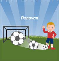 Thumbnail for Personalized Soccer Shower Curtain VIII - Blue Sky - Blond Boy - Decorate View