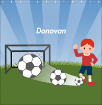 Thumbnail for Personalized Soccer Shower Curtain VIII - Blue Sky - Redhead Boy - Decorate View