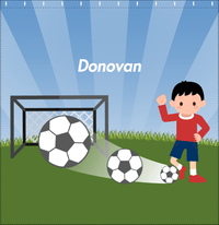 Thumbnail for Personalized Soccer Shower Curtain VIII - Blue Sky - Black Hair Boy I - Decorate View