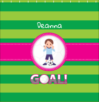 Thumbnail for Personalized Soccer Shower Curtain IX - Green Background - Brunette Girl - Decorate View