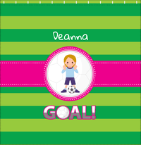 Thumbnail for Personalized Soccer Shower Curtain IX - Green Background - Blonde Girl - Decorate View