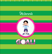 Thumbnail for Personalized Soccer Shower Curtain IX - Green Background - Redhead Girl - Decorate View