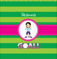Thumbnail for Personalized Soccer Shower Curtain IX - Green Background - Black Hair Girl II - Decorate View