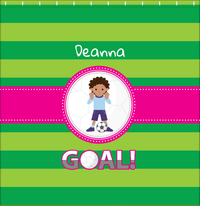 Thumbnail for Personalized Soccer Shower Curtain IX - Green Background - Black Girl - Decorate View