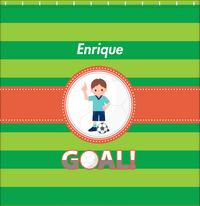 Thumbnail for Personalized Soccer Shower Curtain X - Green Background - Brown Hair Boy - Decorate View