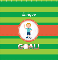 Thumbnail for Personalized Soccer Shower Curtain X - Green Background - Blonde Boy - Decorate View