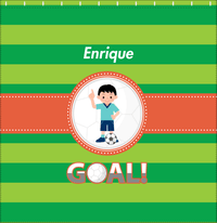 Thumbnail for Personalized Soccer Shower Curtain X - Green Background - Black Hair Boy I - Decorate View
