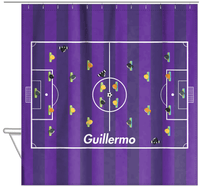 Thumbnail for Personalized Soccer Shower Curtain XII - Purple Stripes - Hanging View