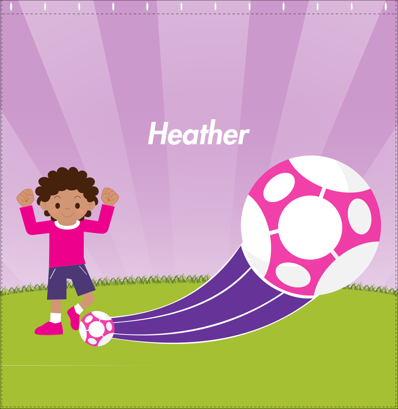 Personalized Soccer Shower Curtain XIII - Purple Background - Black Girl - Decorate View