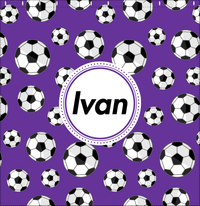 Thumbnail for Personalized Soccer Shower Curtain XV - Purple Background - Circle Nameplate - Decorate View