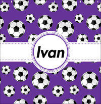 Thumbnail for Personalized Soccer Shower Curtain XV - Purple Background - Circle Ribbon Nameplate - Decorate View