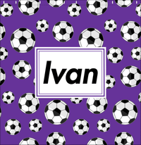 Thumbnail for Personalized Soccer Shower Curtain XV - Purple Background - Rectangle Nameplate - Decorate View