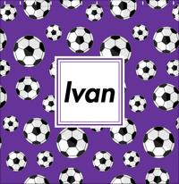 Thumbnail for Personalized Soccer Shower Curtain XV - Purple Background - Square Nameplate - Decorate View