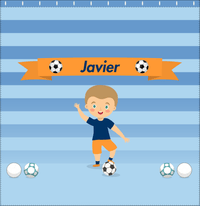 Thumbnail for Personalized Soccer Shower Curtain XIX - Blue Background - Blond Boy I - Decorate View