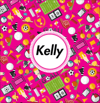 Thumbnail for Personalized Soccer Shower Curtain XX - Pink Background - Circle Nameplate - Decorate View